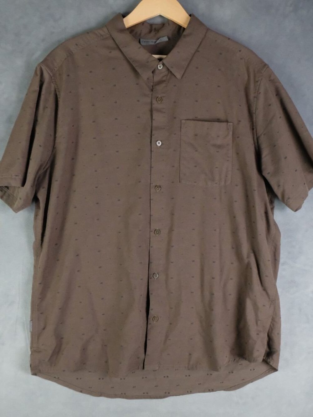 icebreaker Shirt Men's XL Brown Merino Wool Short Sleeve Button Up Casual